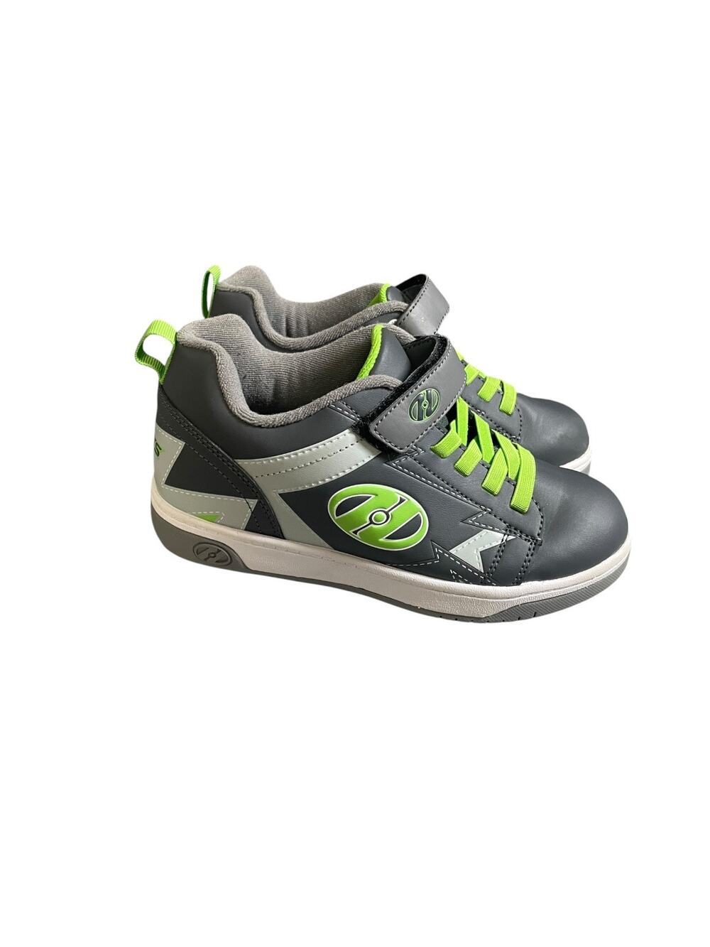 Heelys Youth Size 4 Dual Up X2 Grey & Neon Green Sneakers W/ Removable Wheels